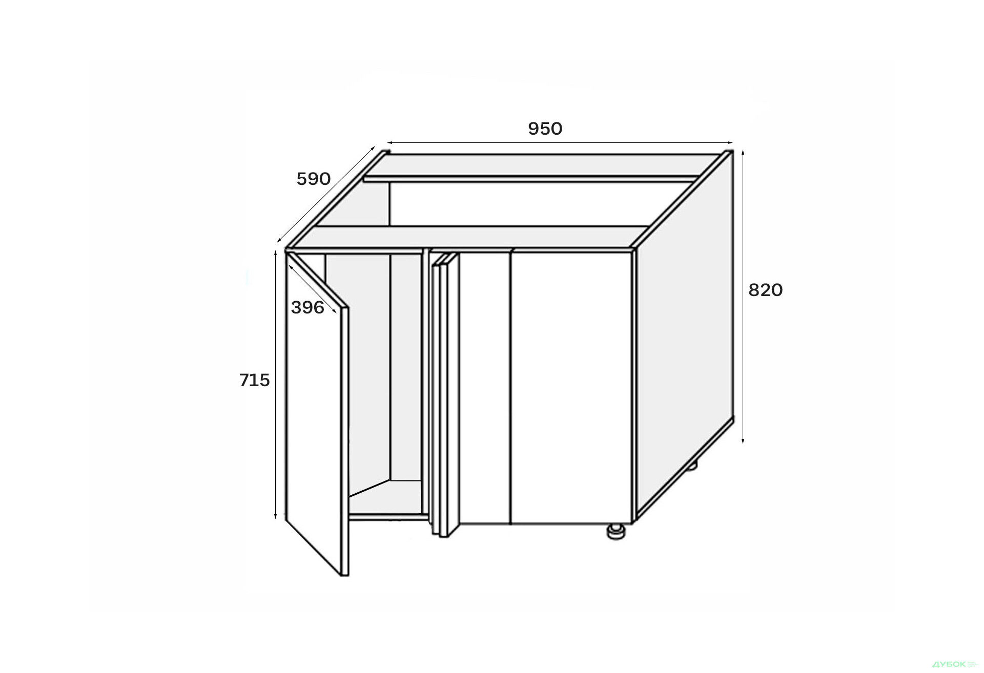 Изображение 2 - Низ угол Н 90°/820 1дв левый Миллениум / Millenium МироМарк