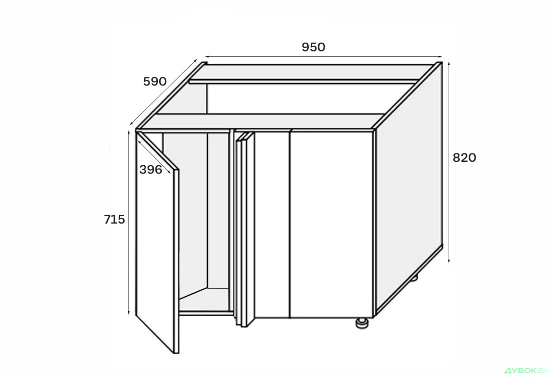 Изображение 2 - Низ угол Н 90°/820 1дв левый Миллениум / Millenium МироМарк