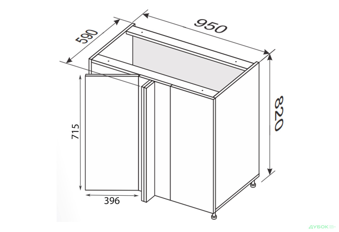 Зображення 2 - Низ кут Н 90°/820 1дв лівий Міленіум / Millenium MiroMark