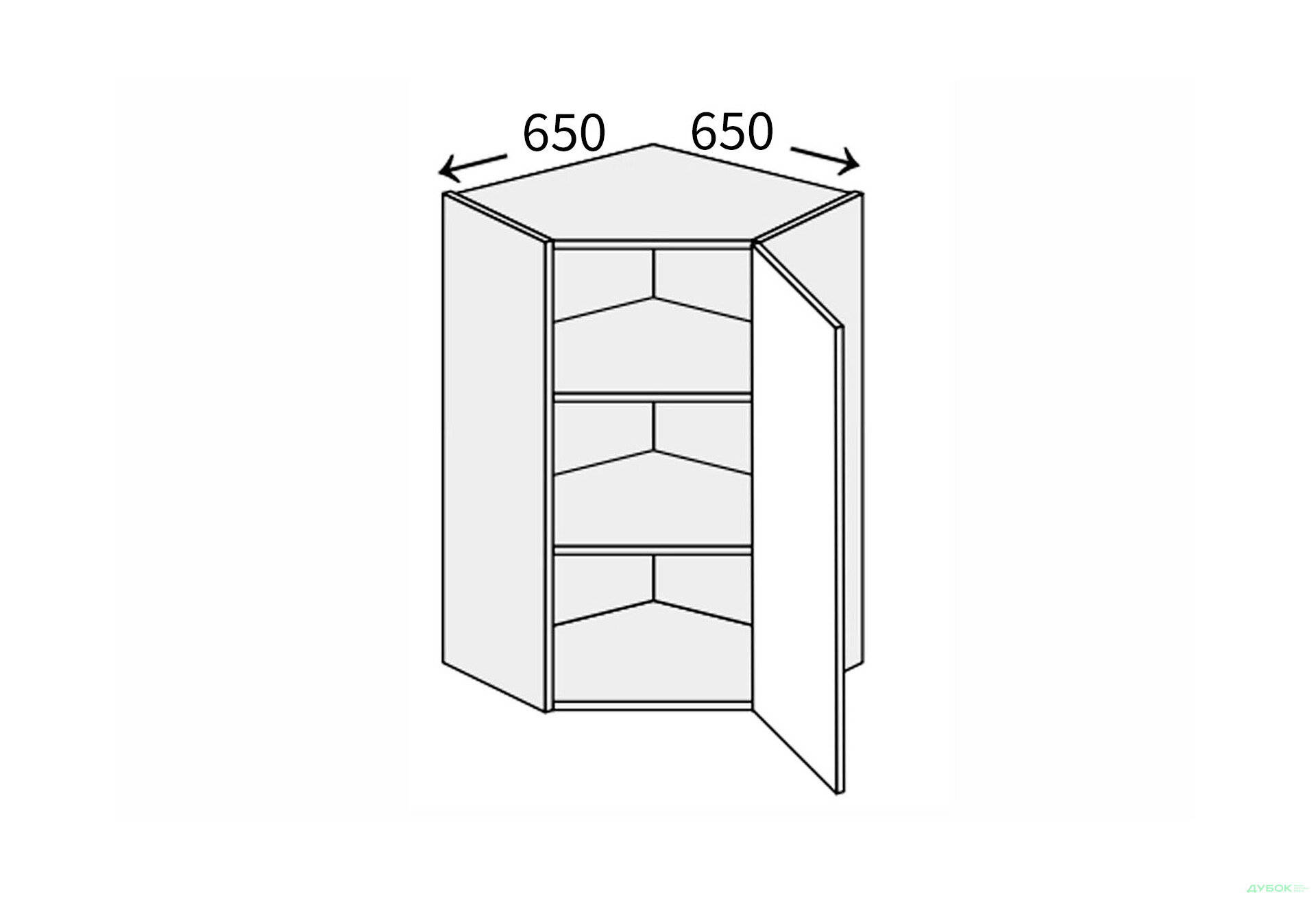 Зображення 1 - Верх Кут В 45°/900 (650х650) 1дв правий Міленіум / Millenium MiroMark
