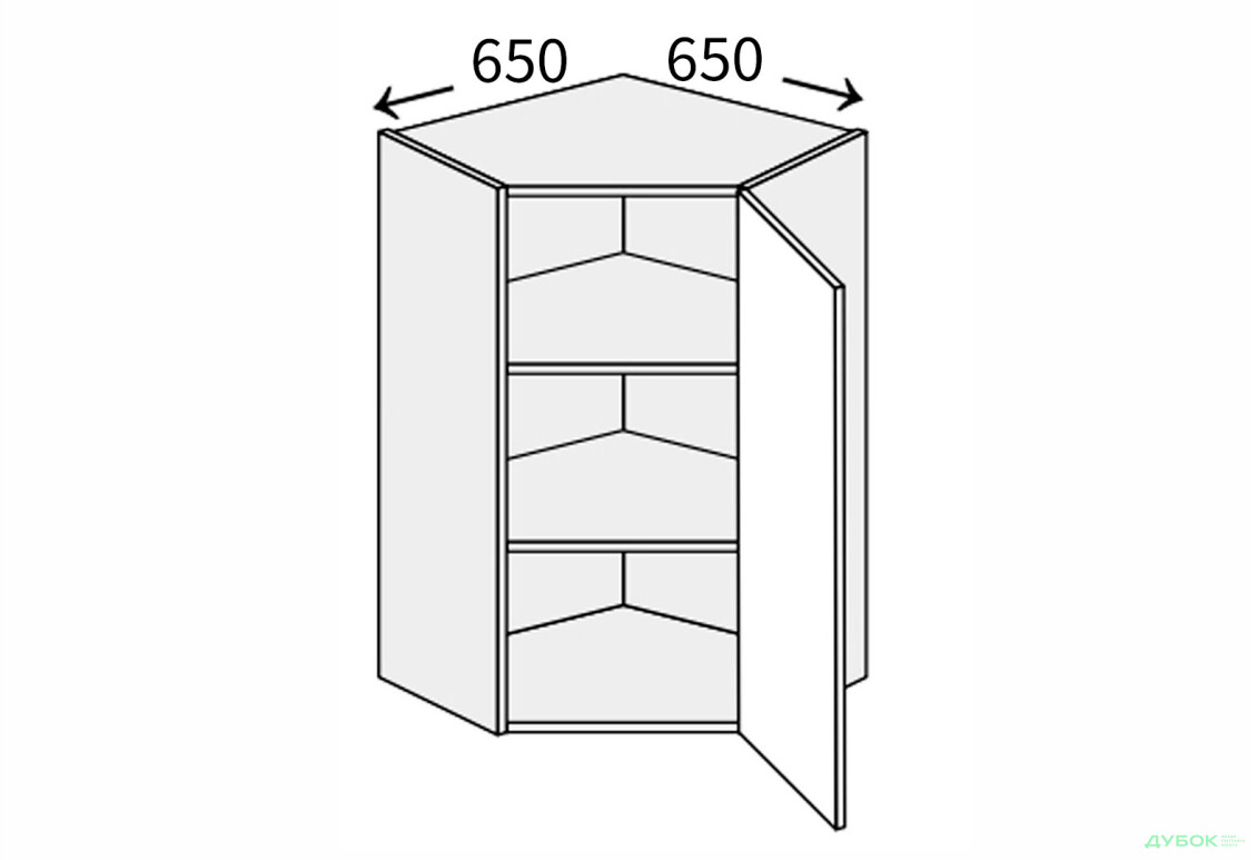 Верх Кут В 45°/900 (650х650) 1дв правий Міленіум / Millenium MiroMark