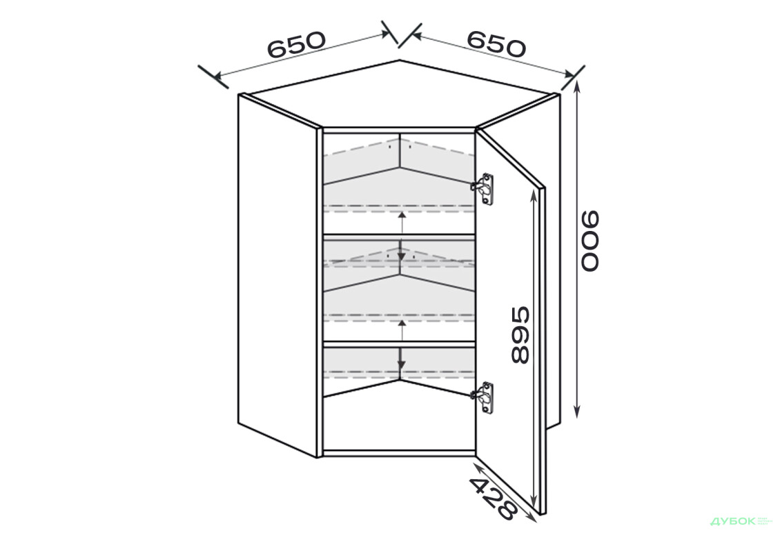 Зображення 2 - Верх Кут В 45°/900 (650х650) 1дв правий Міленіум / Millenium MiroMark