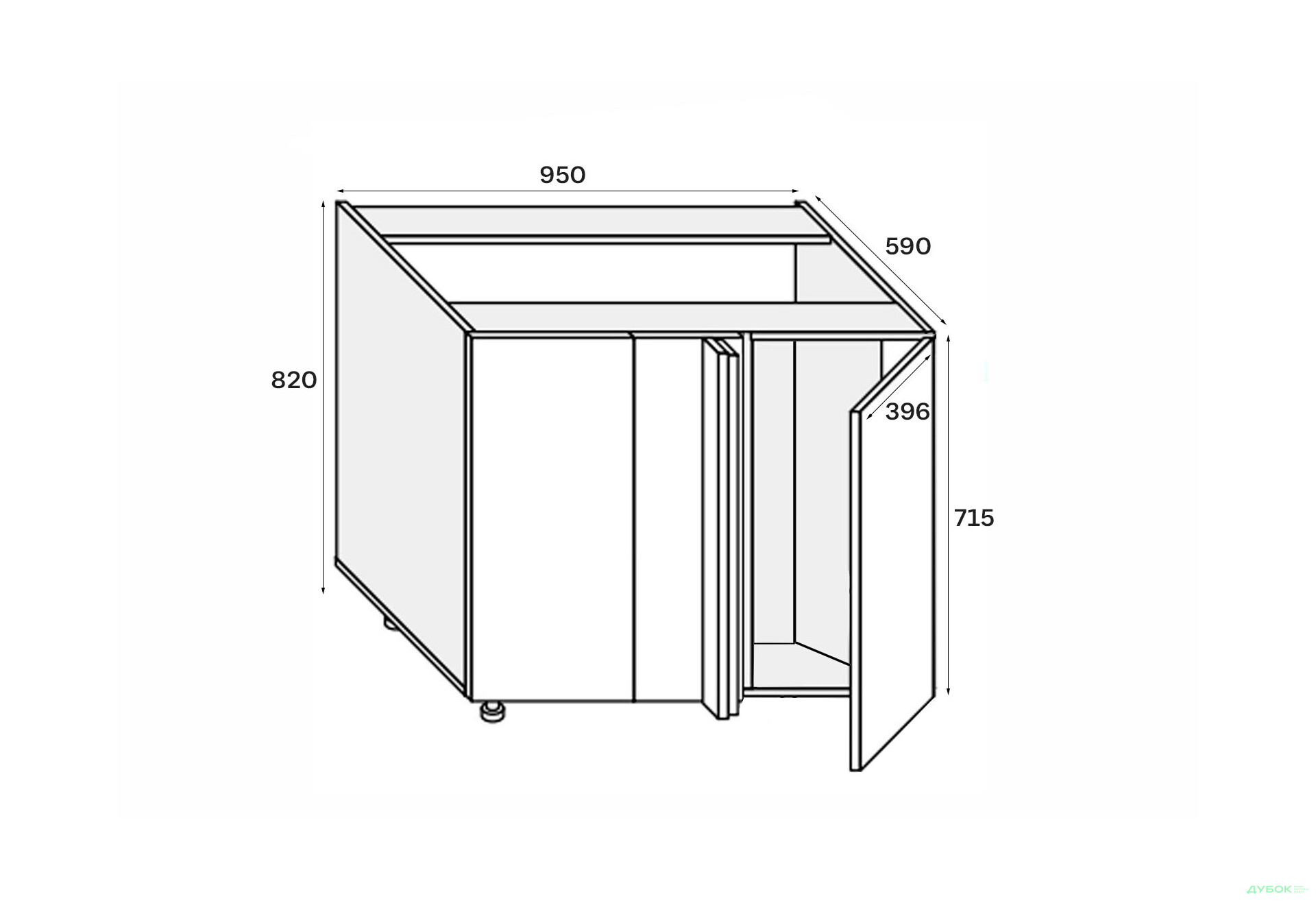 Изображение 2 - Низ угол Н 90°/820 1дв правый Миллениум / Millenium МироМарк