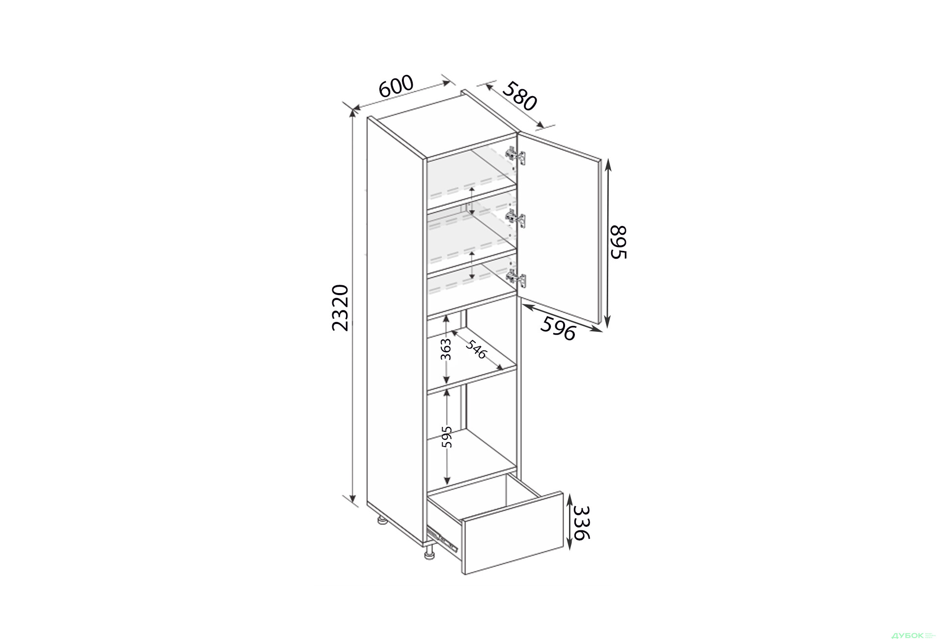 Пенал 60ПДМ1ШХ/2320 духовка + мікрохвильовка телескоп правий Міленіум / Millenium MiroMark - Зображення 2 Зображення 2 - Пенал 60ПДМ1ШХ/2320 духовка + мікрохвильовка телескоп правий Міленіум / Millenium MiroMark