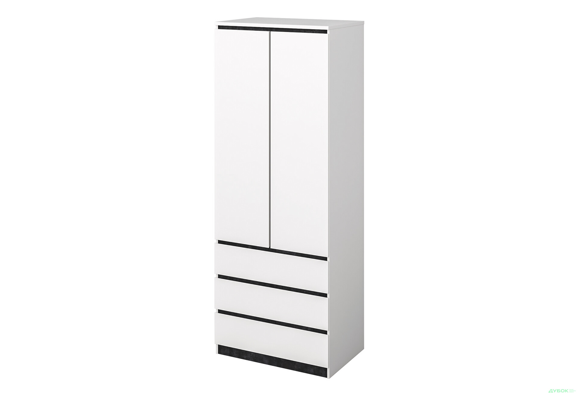 Шафа Світ Меблів Мія 2-дверна з 3 шухлядами 80 см, білий/бетон темний - Зображення 1 Зображення 1 - Шафа Світ Меблів Мія 2-дверна з 3 шухлядами 80 см, білий/бетон темний