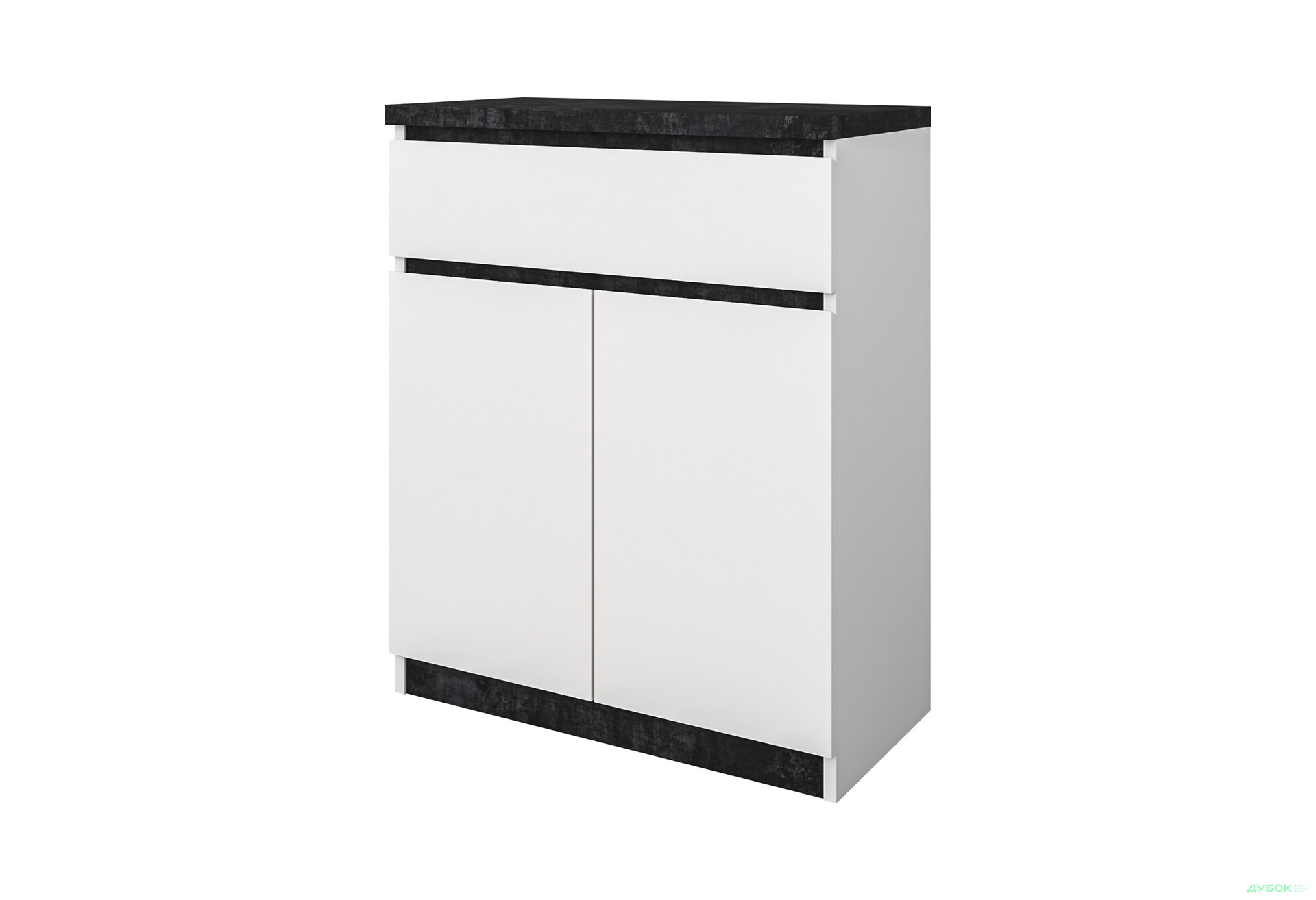 Тумба Світ Меблів Мія з дверцятами і шухлядою 80 см, білий/бетон темний - Зображення 1 Зображення 1 - Тумба Світ Меблів Мія з дверцятами і шухлядою 80 см, білий/бетон темний