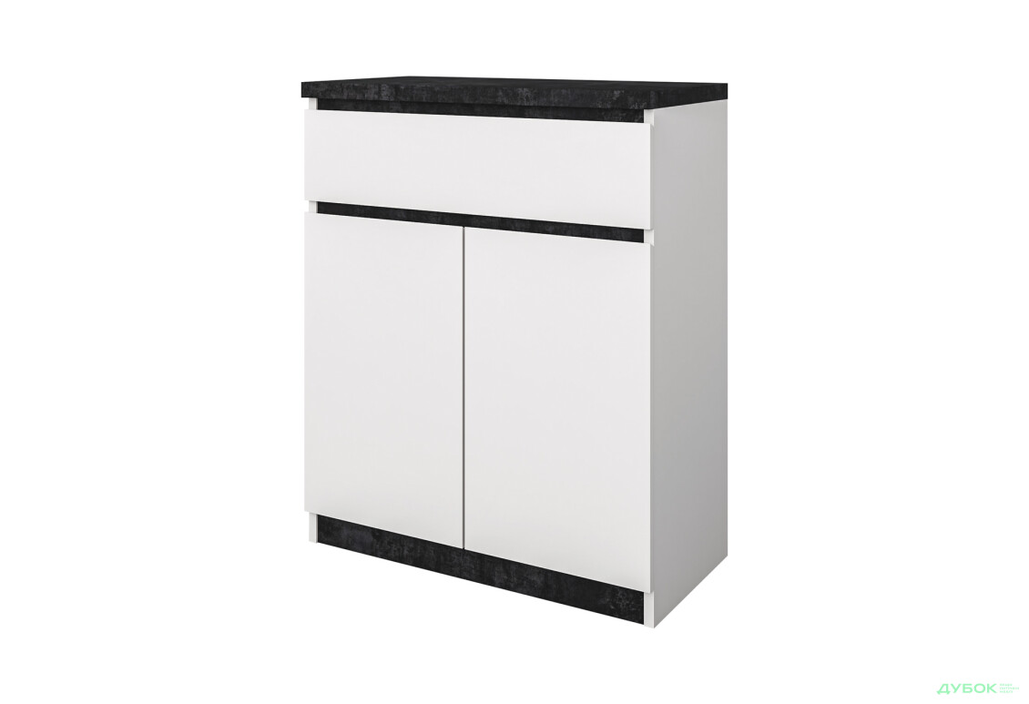 Тумба Світ Меблів Мія з дверцятами і шухлядою 80 см, білий/бетон темний - Зображення 1 Зображення 1 - Тумба Світ Меблів Мія з дверцятами і шухлядою 80 см, білий/бетон темний