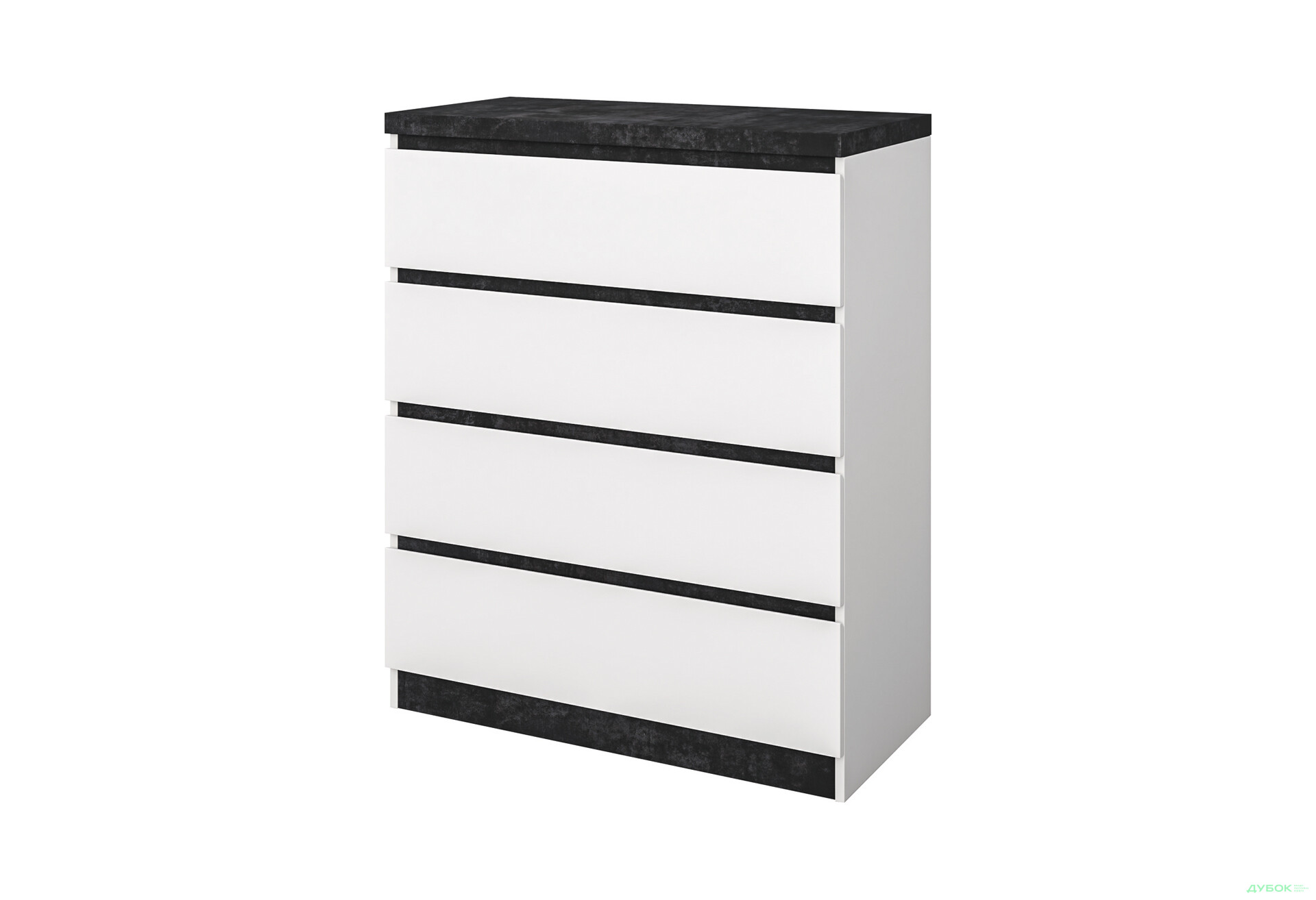Комод Світ Меблів Мія з 4 шухлядами 80 см, білий/бетон темний - Зображення 1 Зображення 1 - Комод Світ Меблів Мія з 4 шухлядами 80 см, білий/бетон темний
