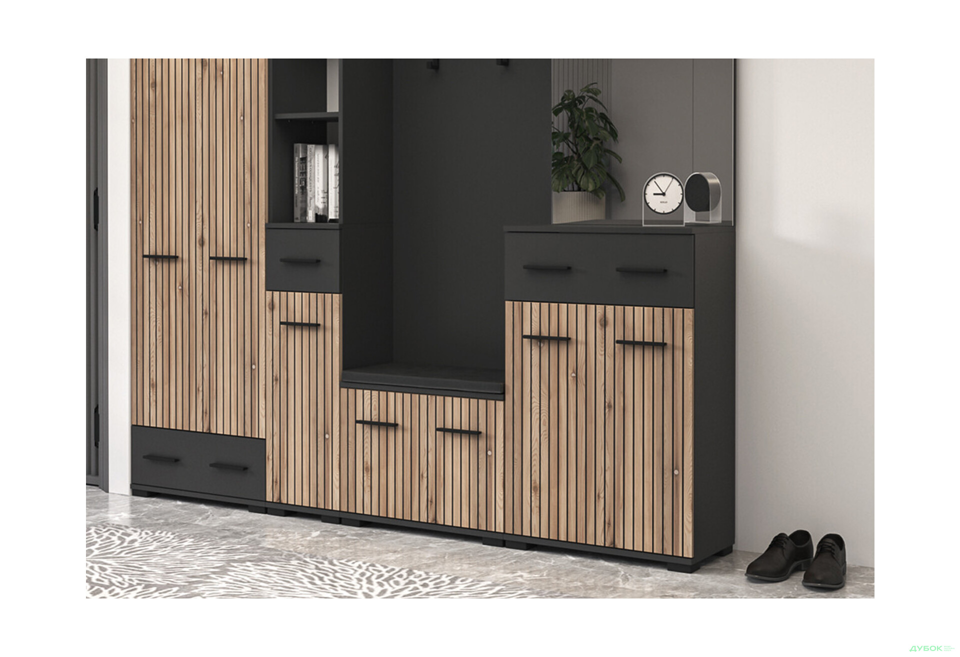 Комод Світ Меблів Амбре з дверцятами і шухлядою 60 см, дуб артизан/антрацит - Зображення 2 Зображення 2 - Комод Світ Меблів Амбре з дверцятами і шухлядою 60 см, дуб артизан/антрацит