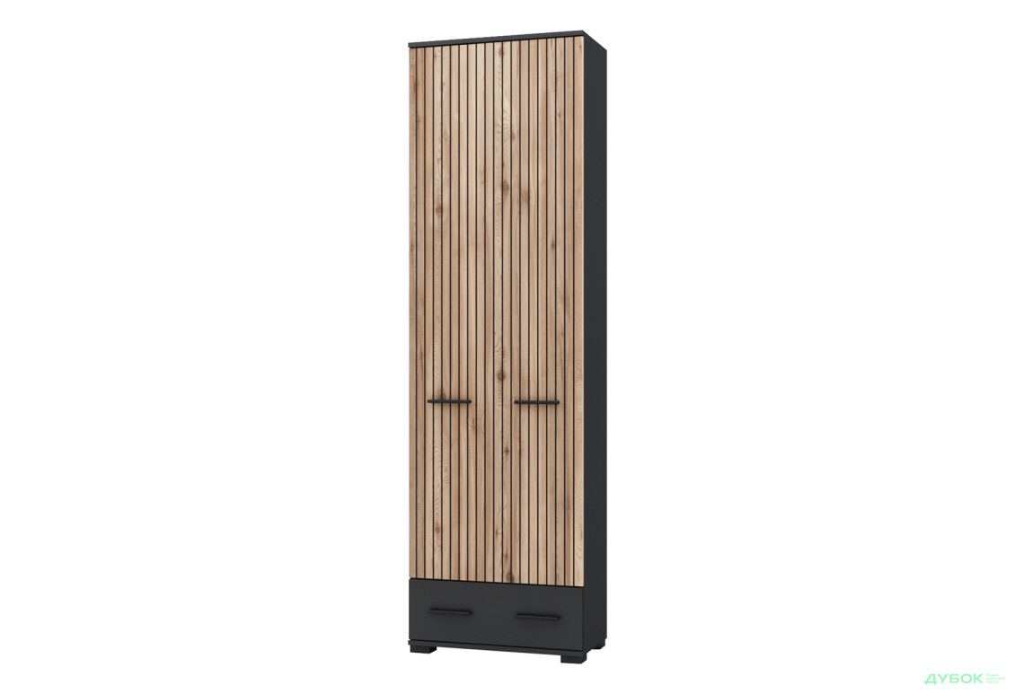 Шафа Світ Меблів Амбре 2-дверна з шухлядою 60 см, дуб артизан/антрацит - Зображення 1 Зображення 1 - Шафа Світ Меблів Амбре 2-дверна з шухлядою 60 см, дуб артизан/антрацит