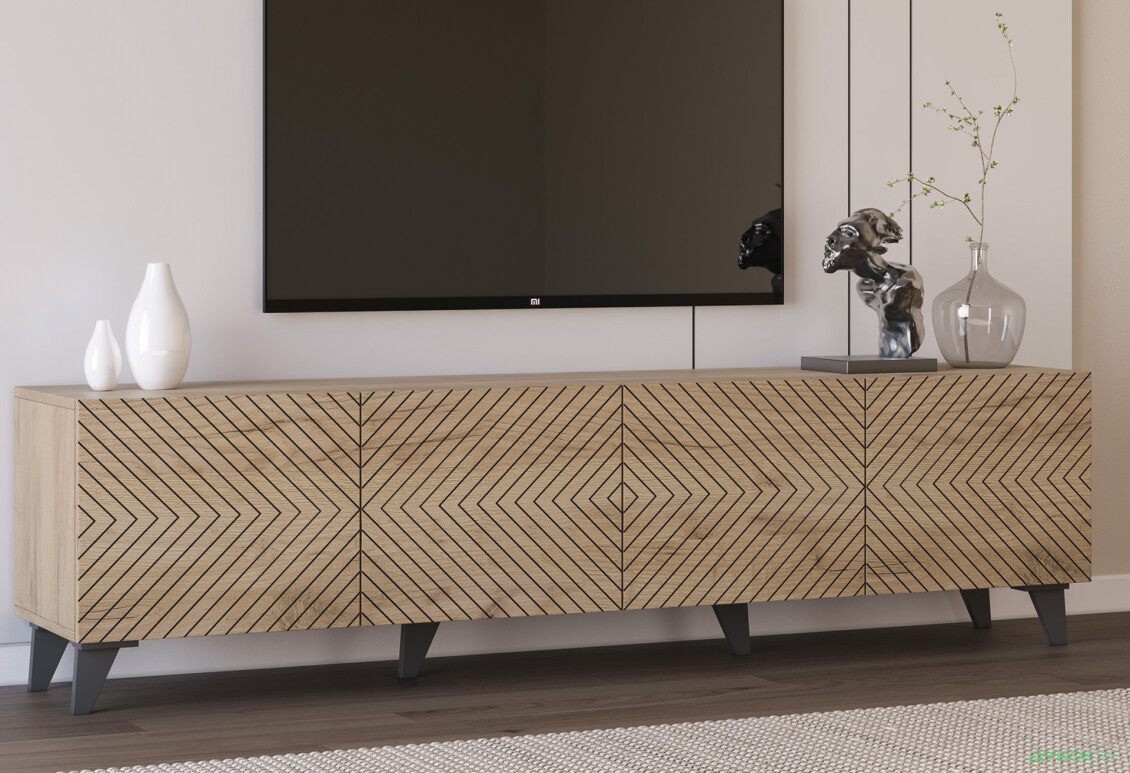 Зображення 2 - Тумба під ТВ Світ Меблів Холлі з 4 дверцятами 200 см Дуб артизан