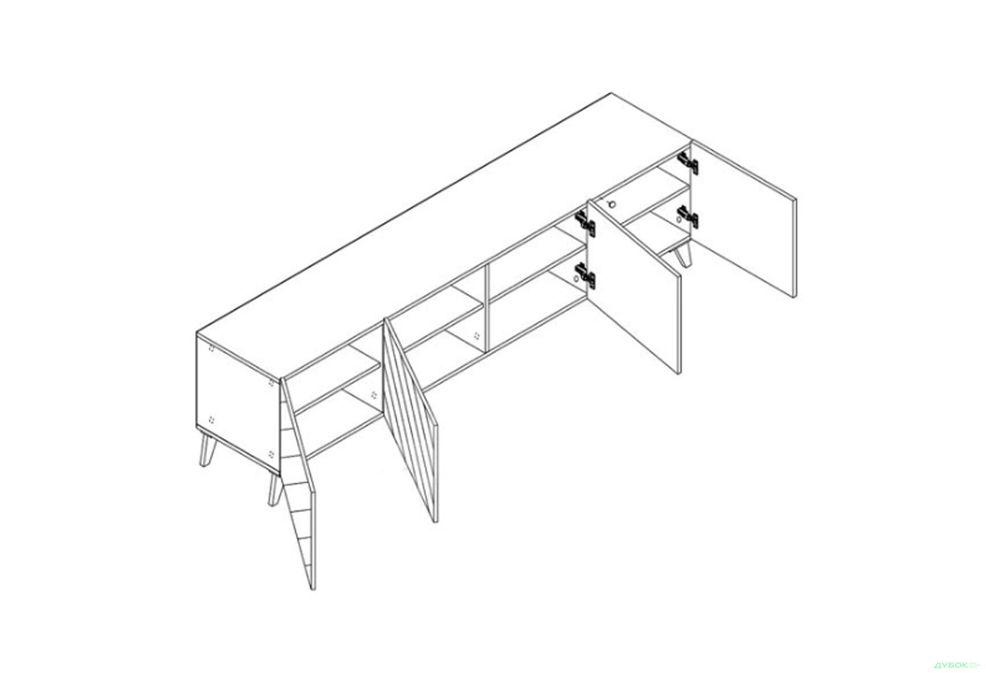 Зображення 3 - Тумба під ТВ Світ Меблів Холлі з 4 дверцятами 200 см Дуб артизан