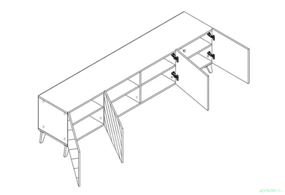 Зображення 3 - Тумба під ТВ Світ Меблів Холлі з 4 дверцятами 200 см Дуб артизан