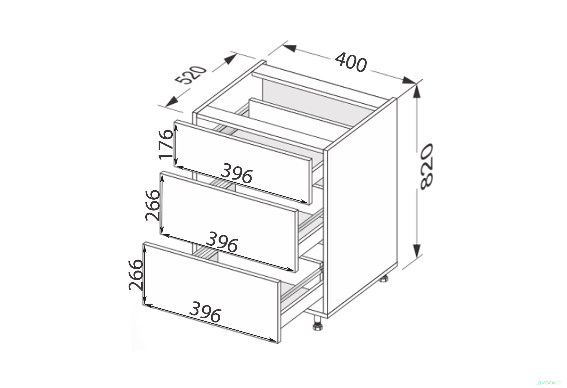Зображення 2 - Низ 40Н3ШХ/820 Pro Hettich Міленіум / Millenium Premium MiroMark