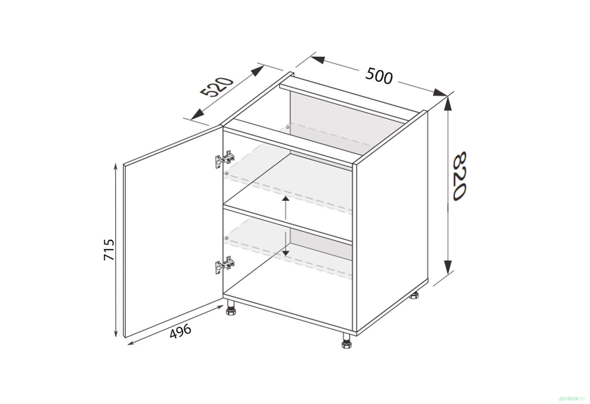 Зображення 2 - Низ 50Н/820 1дв Pro Blum ліва Міленіум / Millenium Premium MiroMark