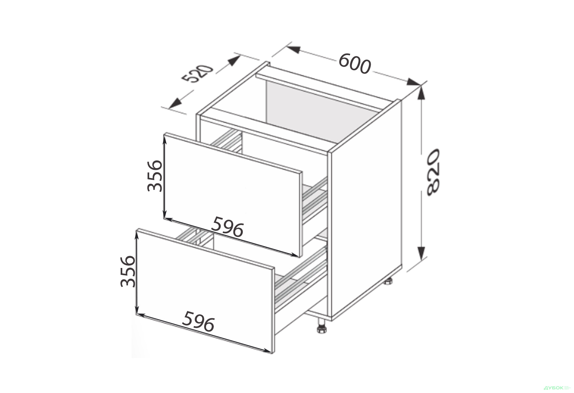 Изображение 2 - Низ 60Н2ШХ/820 Pro Hettich Миллениум / Millenium Premium МироМарк