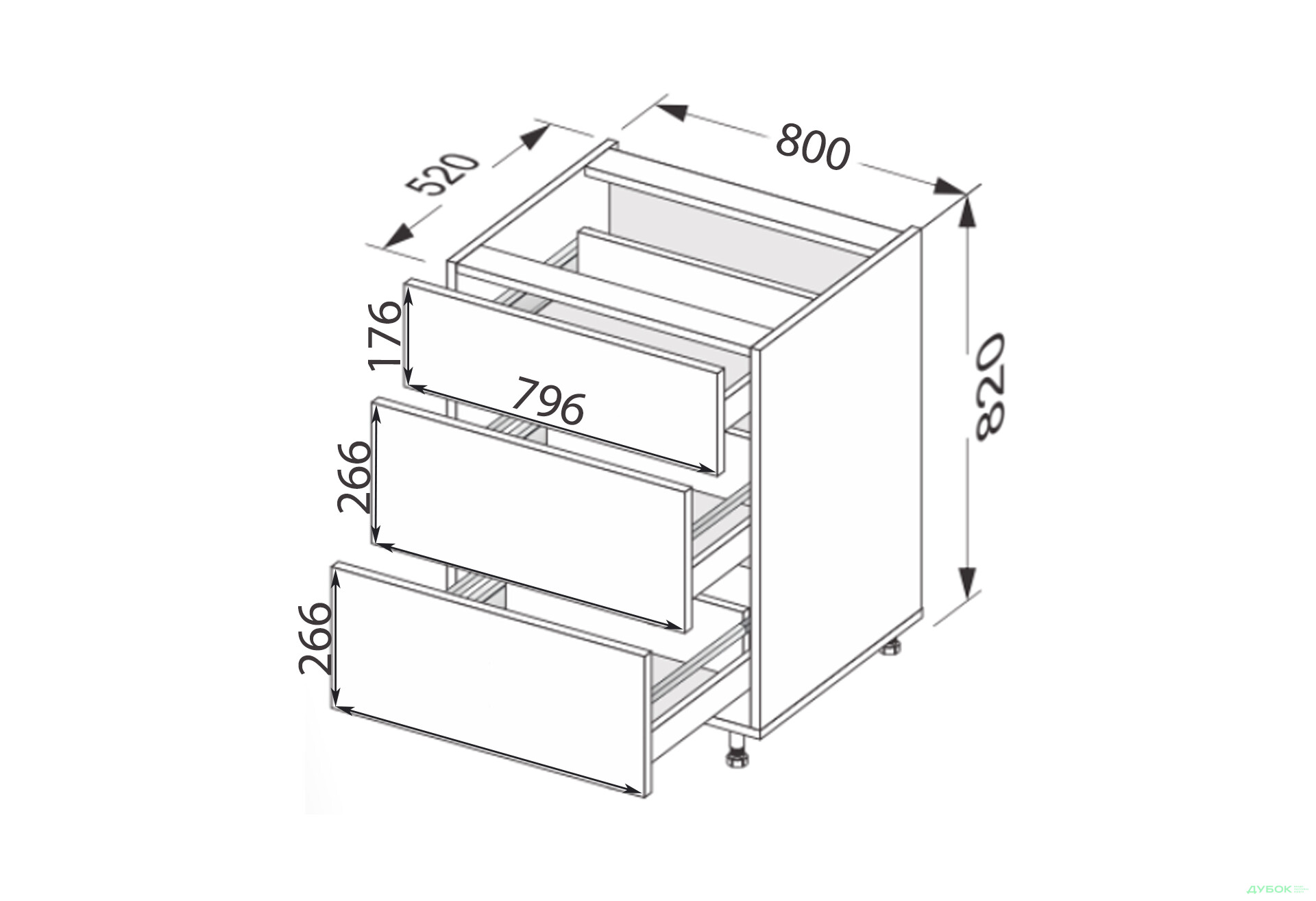 Зображення 2 - Низ 80Н3ШХ/820 Pro Hettich Міленіум / Millenium Premium MiroMark