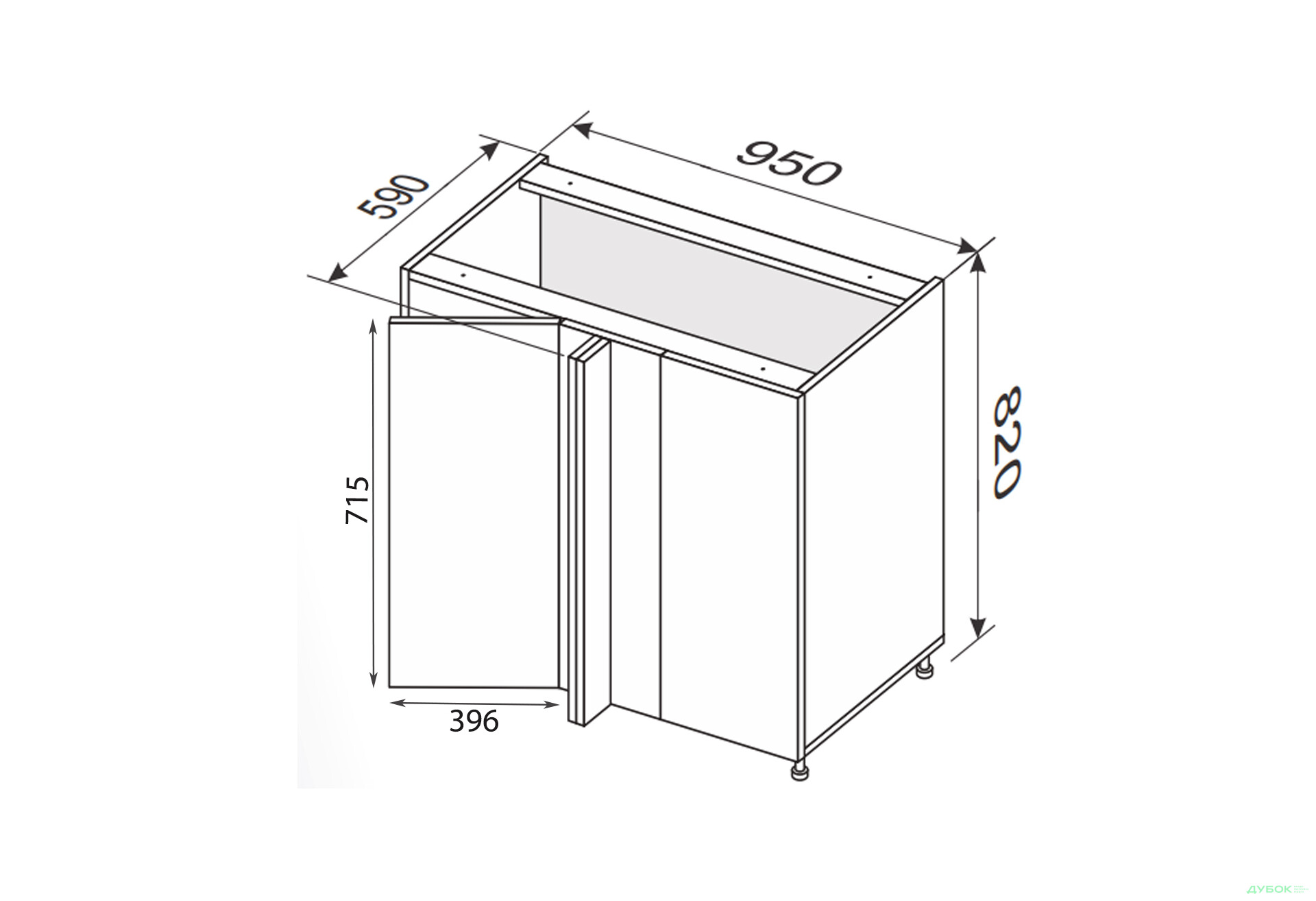 Зображення 2 - Низ кут Н 90°/820 1дв Pro Blum лівий Міленіум / Millenium Premium MiroMark