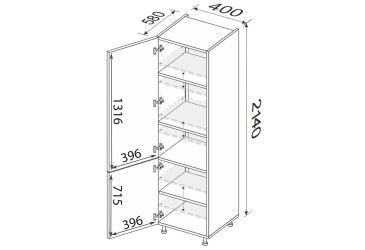 Пенал 40П/2140 Pro Blum лівий Зображення Пенал 40П/2140 Pro Blum лівий