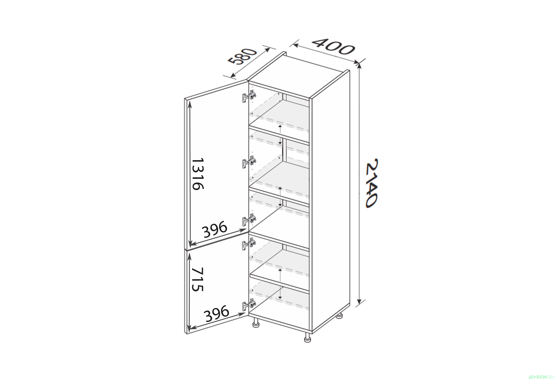 Изображение 2 - Пенал 40П/2140 Pro Blum левый Миллениум / Millenium Premium МироМарк