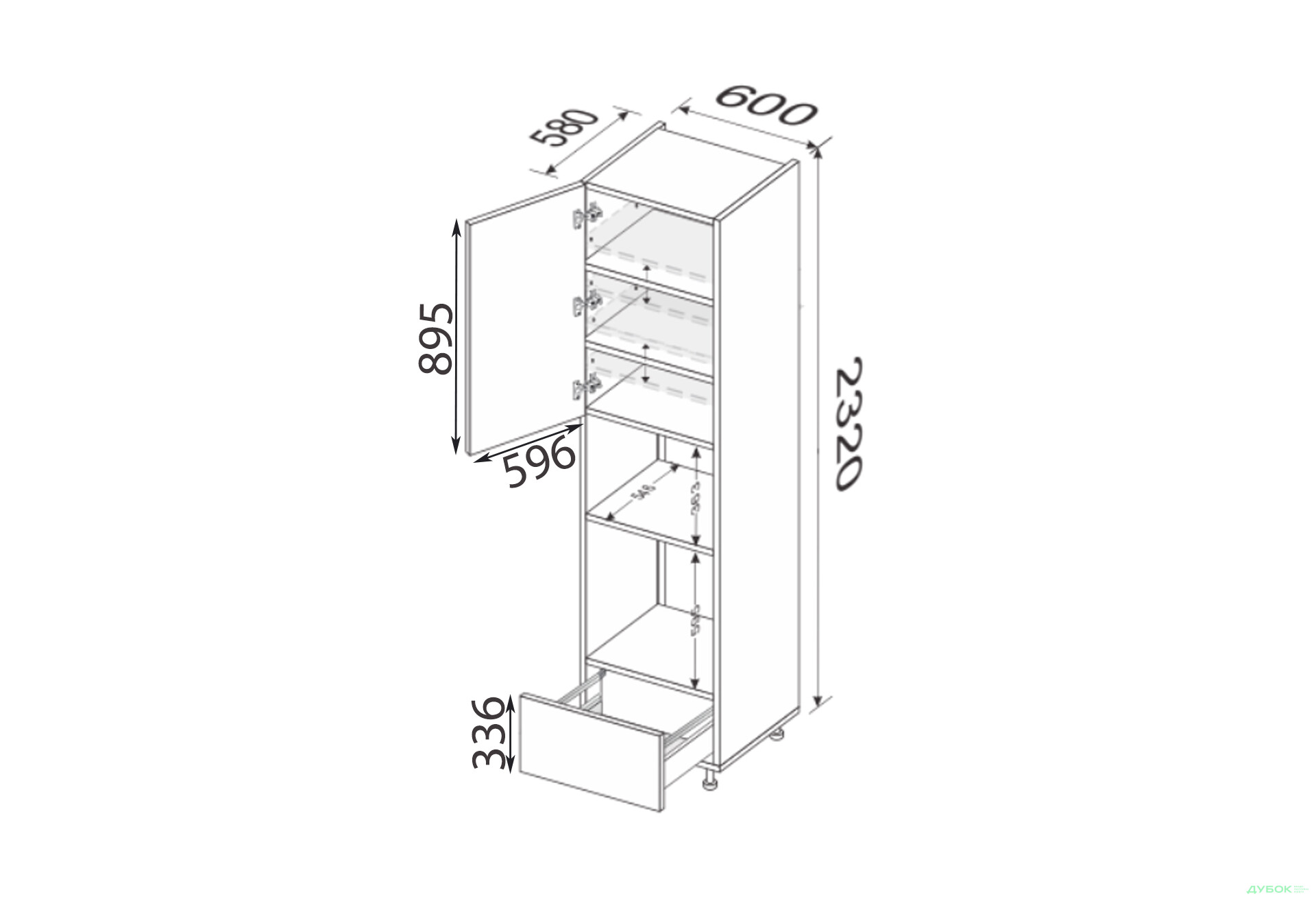 Изображение 2 - Пенал 60ПДМ1ШХ/2320 духовка + микроволновка телескоп Pro Blum+Hettich левый Миллениум / Millenium Premium МироМарк