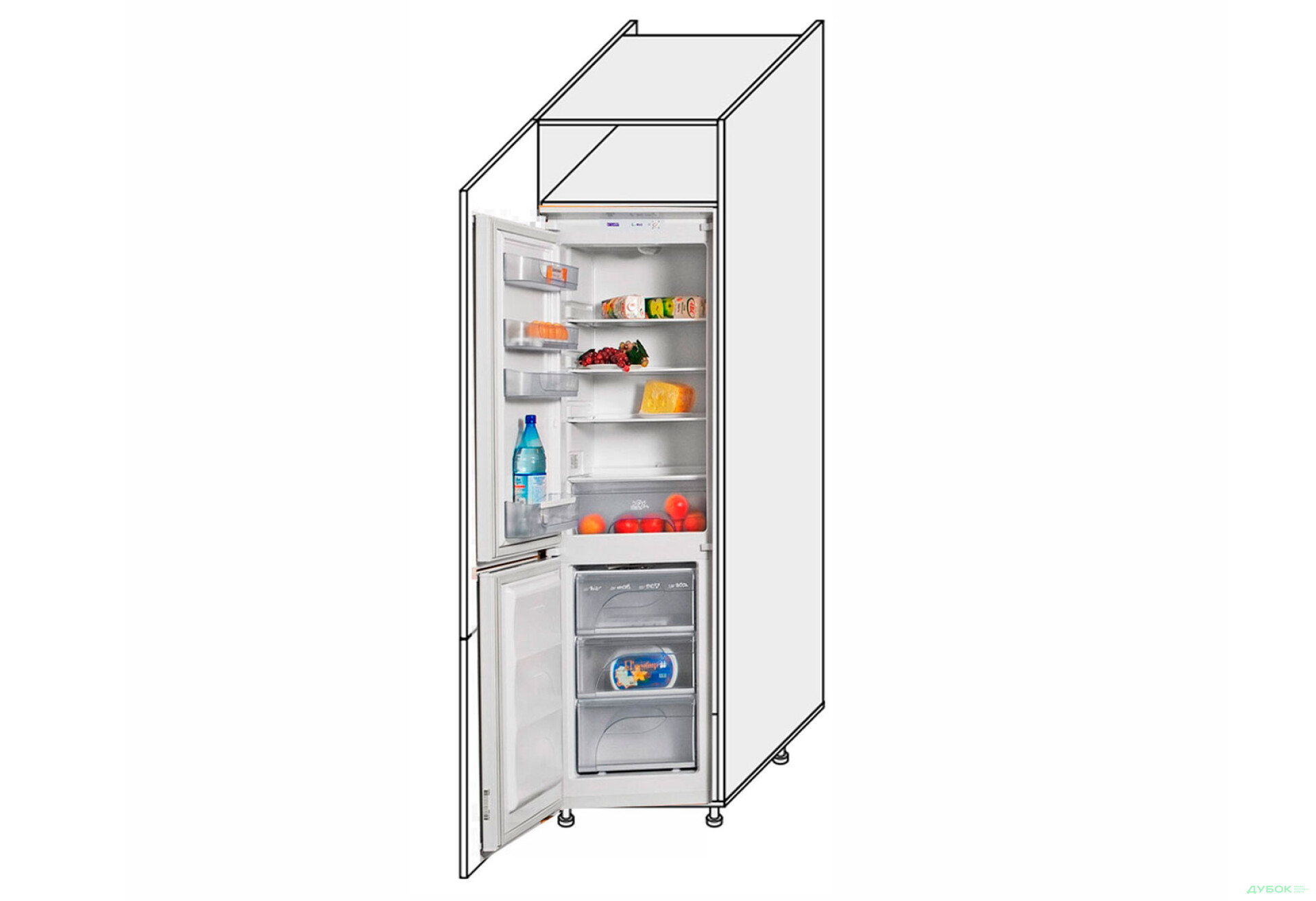 Фото 1 - Пенал 60ПХ/2140 холодильник Pro Blum левый Миллениум / Millenium Premium МироМарк