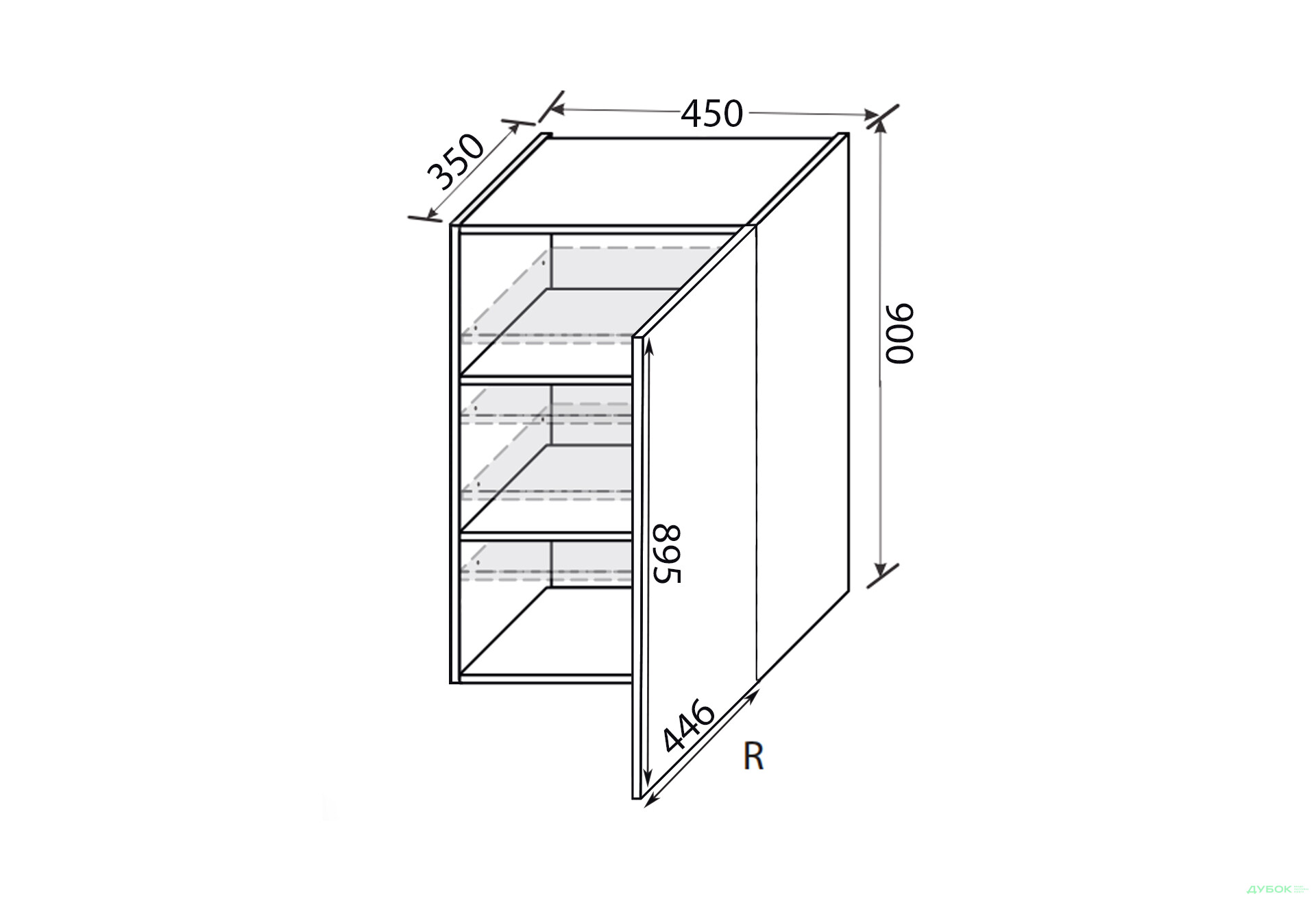Изображение 2 - Верх 45В/900 1дв Pro Blum правая Миллениум / Millenium Premium МироМарк