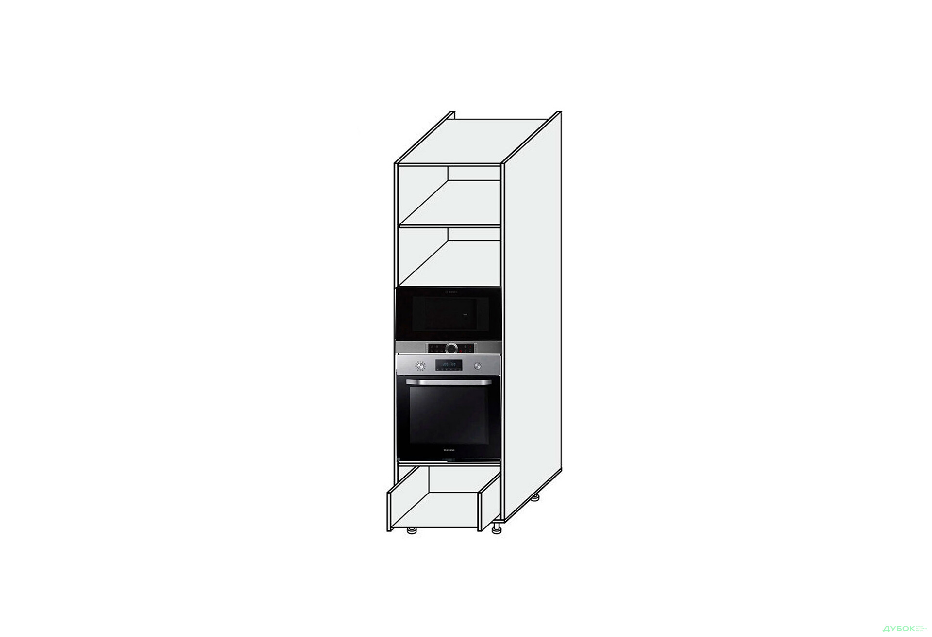 Изображение 1 - Корпус Пенал 60ПДМ 1шх Духовка+Микроволновка Pro Blum+Hettich 2140мм МироМарк