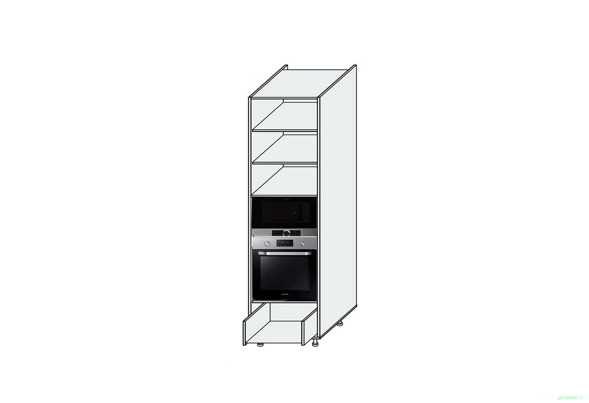 Зображення 1 - Корпус Пенал 60ПДМ 1шх Духовка+Мікрохвильовка Pro Blum+Hettich 2320мм MiroMark