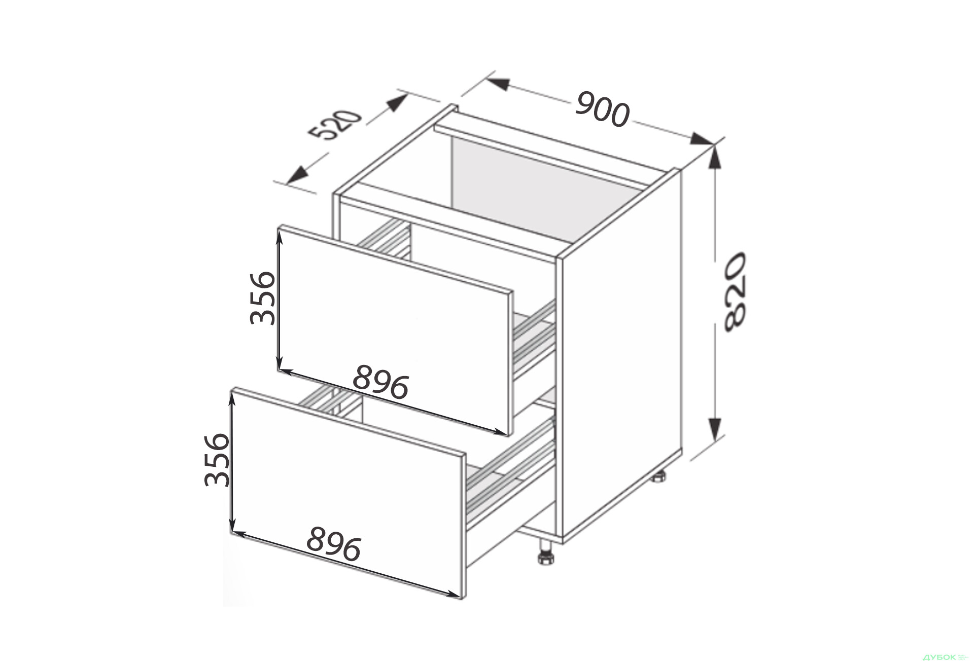 Зображення 2 - Низ 90Н2ШХ/820 Pro Hettich Міленіум / Millenium Premium MiroMark