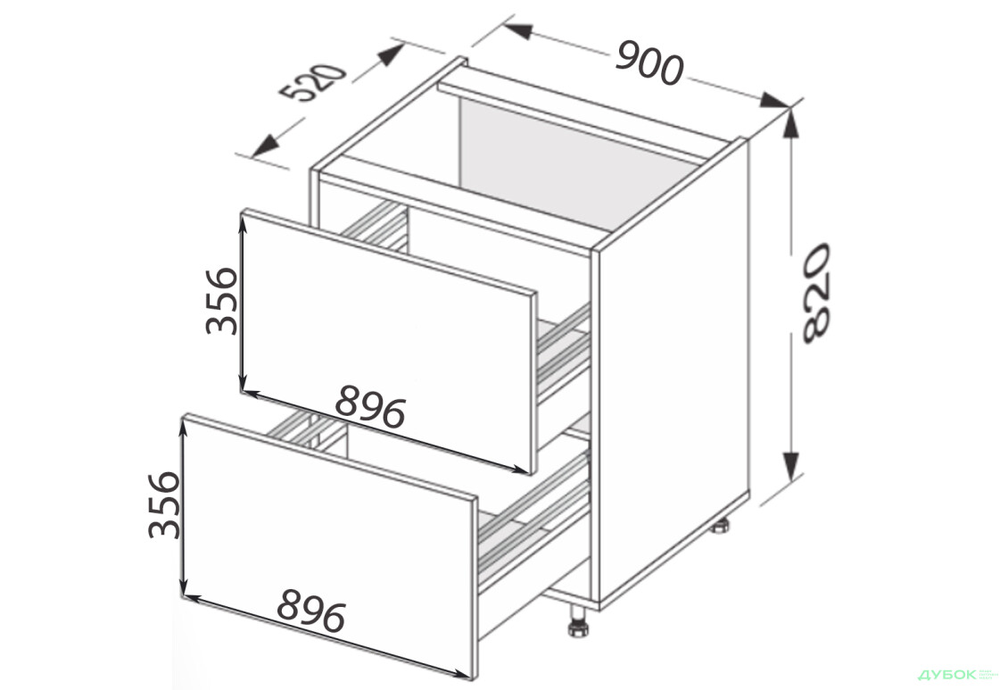 Зображення 2 - Низ 90Н2ШХ/820 Pro Hettich Міленіум / Millenium Premium MiroMark