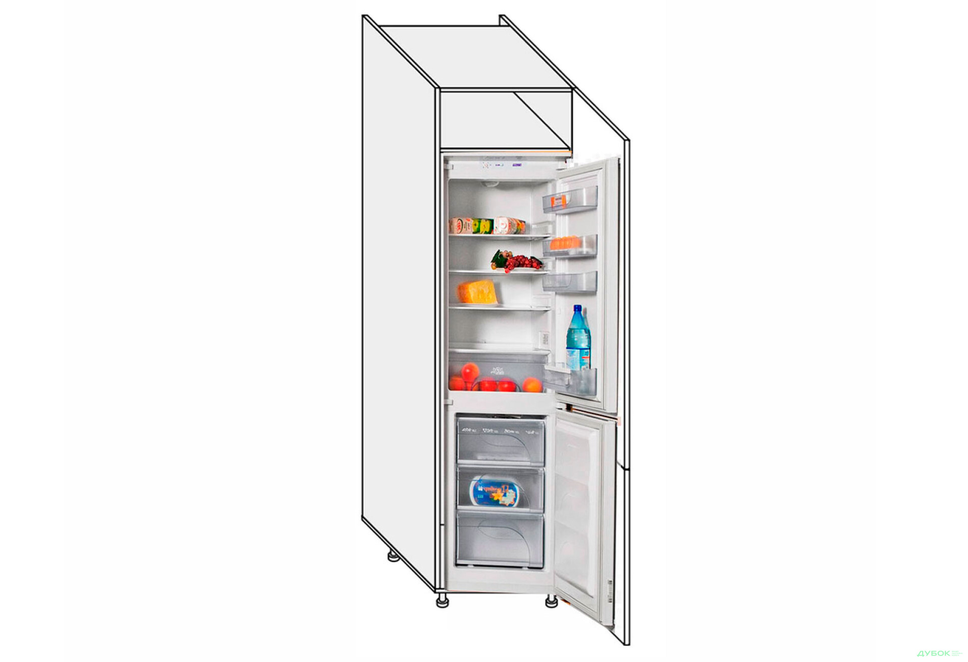 Фото 1 - Пенал 60ПХ/2140 холодильник Pro Blum правый Миллениум / Millenium Premium МироМарк