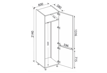 Пенал 60ПХ/2140 холодильник Pro Blum правий Зображення Пенал 60ПХ/2140 холодильник Pro Blum правий