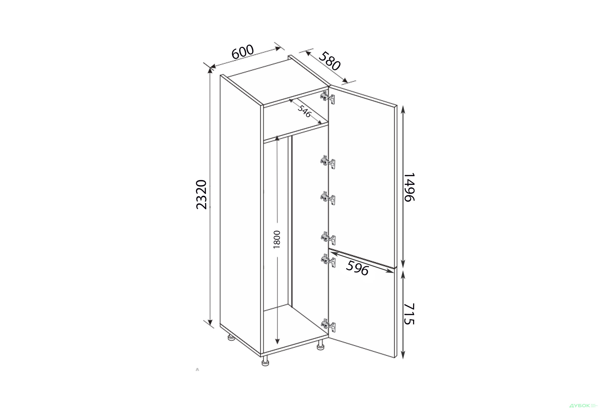 Зображення 2 - Пенал 60ПХ/2320 холодильник Pro Blum правий Міленіум / Millenium Premium MiroMark