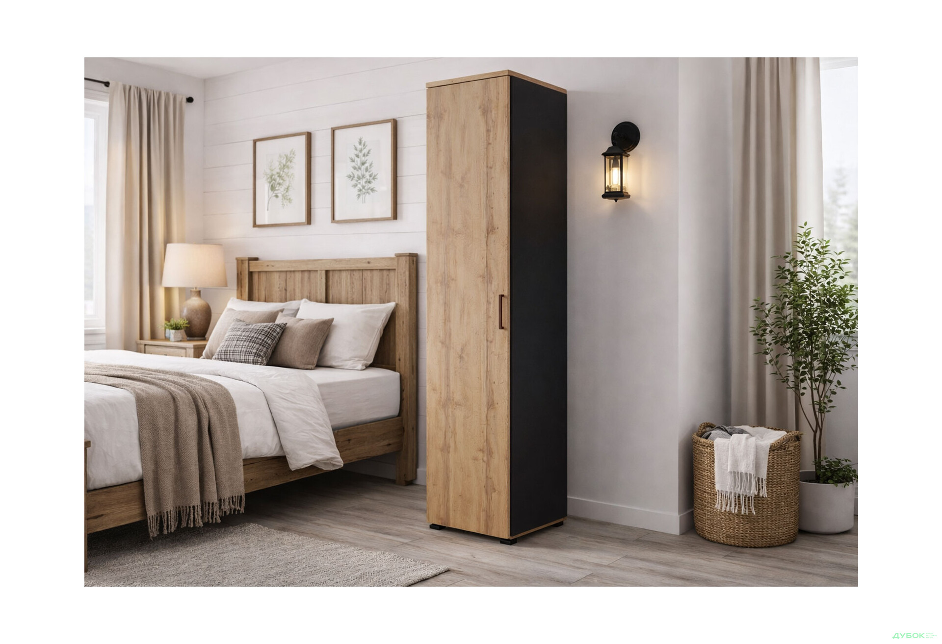 Зображення 2 - Шафа MiroMark Джуріан 1-дверна 40 см антрацит/дуб вотан