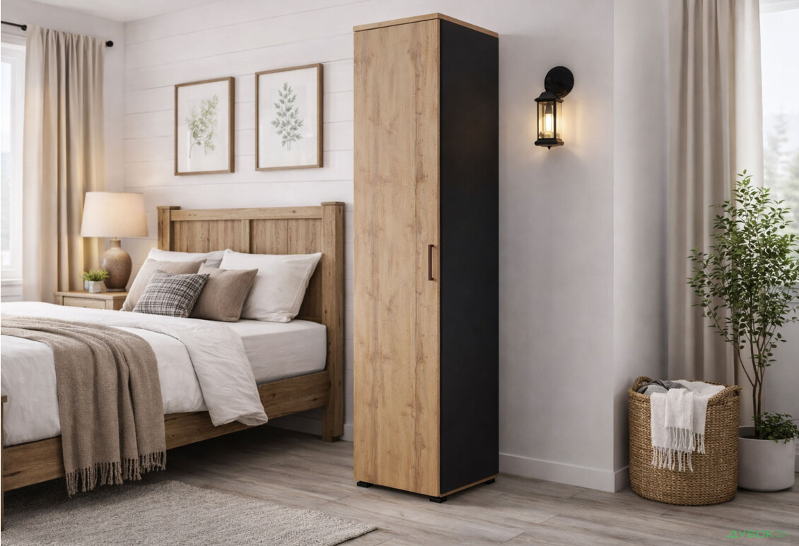 Зображення 2 - Шафа MiroMark Джуріан 1-дверна 40 см антрацит/дуб вотан