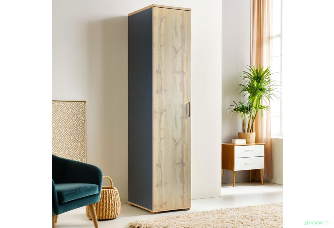 Шкаф МироМарк Джуріан 1-дверный 40 см антрацит/дуб вотан - Изображение 2 Изображение 2 - Шкаф МироМарк Джуріан 1-дверный 40 см антрацит/дуб вотан