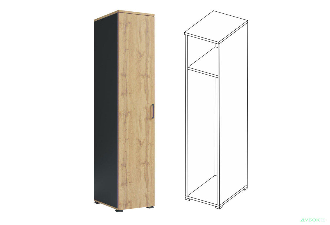 Шкаф МироМарк Джуріан 1-дверный 40 см антрацит/дуб вотан - Изображение 3 Изображение 3 - Шкаф МироМарк Джуріан 1-дверный 40 см антрацит/дуб вотан