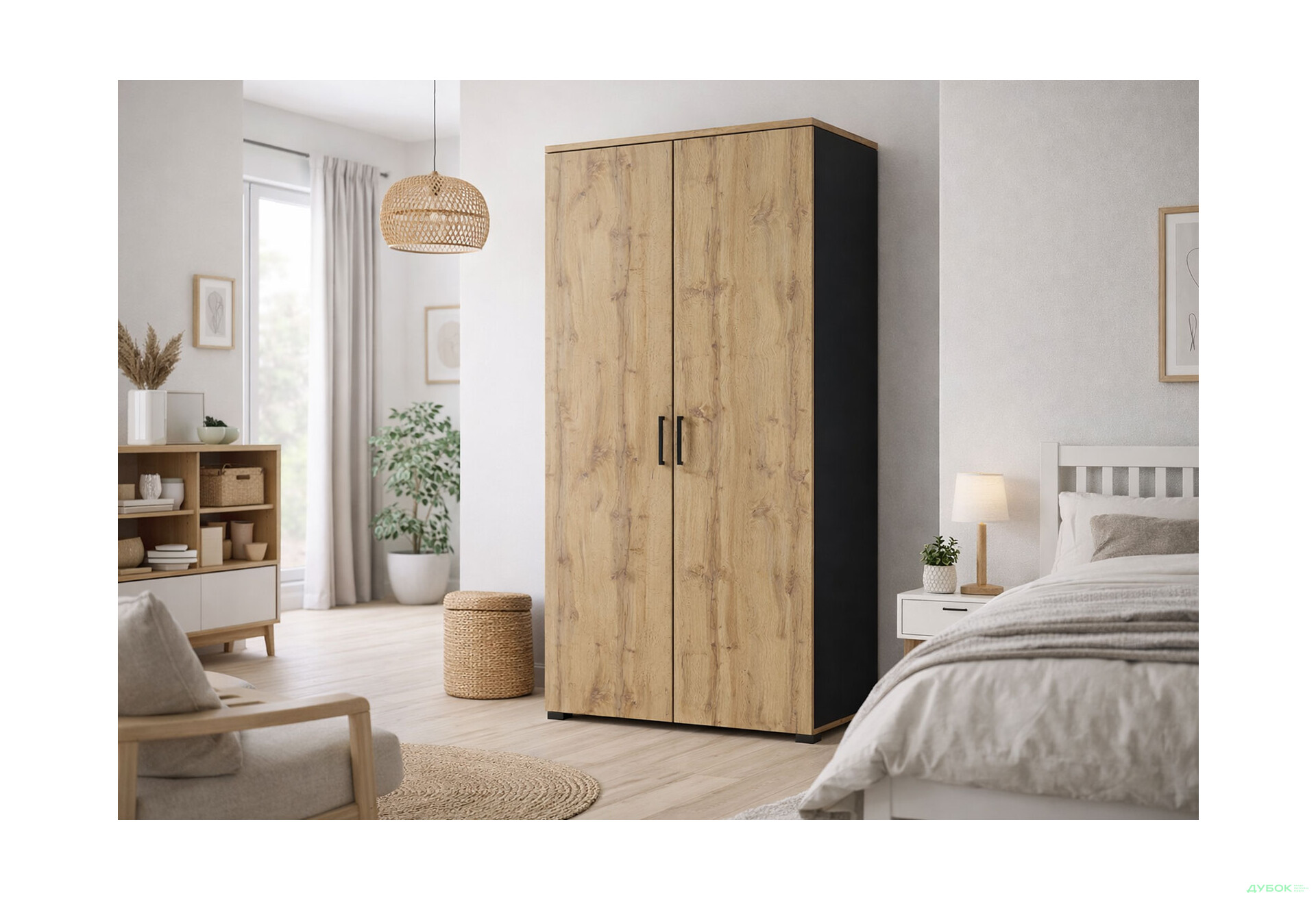 Изображение 2 - Шкаф МироМарк Джуріан 2-дверный 80 см антрацит/дуб вотан