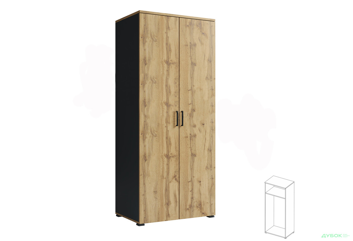 Шафа MiroMark Джуріан 2-дверна 80 см антрацит/дуб вотан - Зображення 3 Зображення 3 - Шафа MiroMark Джуріан 2-дверна 80 см антрацит/дуб вотан