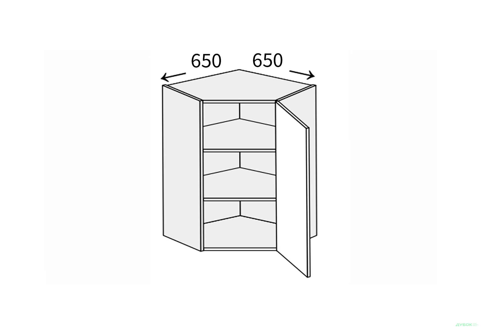 Изображение 1 - Верх Угол В 45°/720 1дв Pro Blum правый Миллениум / Millenium Premium МироМарк