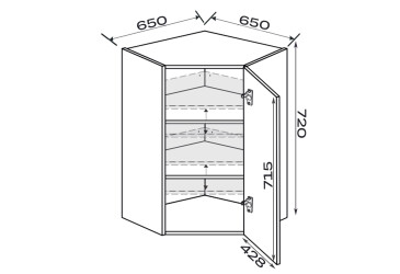 Верх Кут В 45°/720 1дв Pro Blum правий Зображення Верх Кут В 45°/720 1дв Pro Blum правий