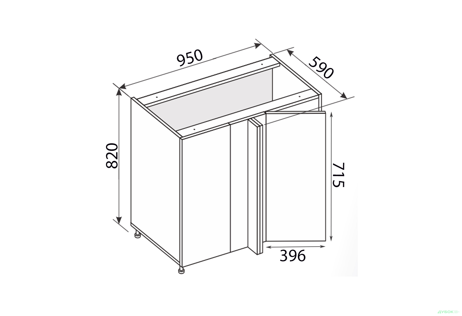 Зображення 2 - Низ кут Н 90°/820 1дв Pro Blum правий Міленіум / Millenium Premium MiroMark