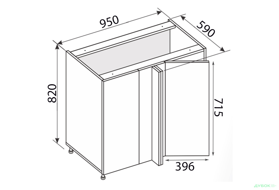 Зображення 2 - Низ кут Н 90°/820 1дв Pro Blum правий Міленіум / Millenium Premium MiroMark
