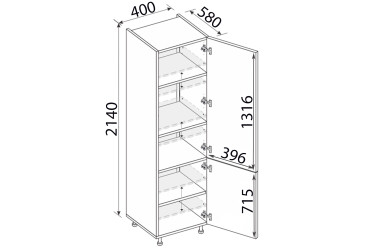 Пенал 40П/2140 Pro Blum правий Зображення Пенал 40П/2140 Pro Blum правий