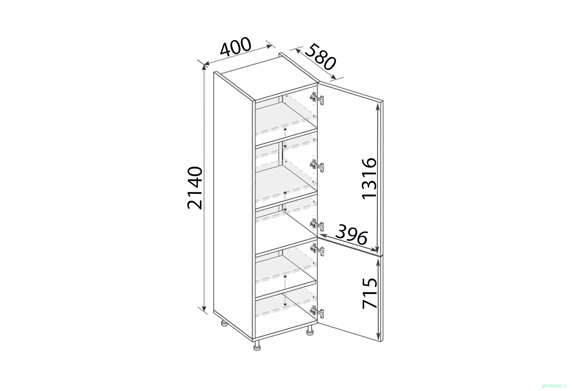 Пенал 40П/2140 Pro Blum правий Міленіум / Millenium Premium MiroMark - Зображення 2 Зображення 2 - Пенал 40П/2140 Pro Blum правий Міленіум / Millenium Premium MiroMark