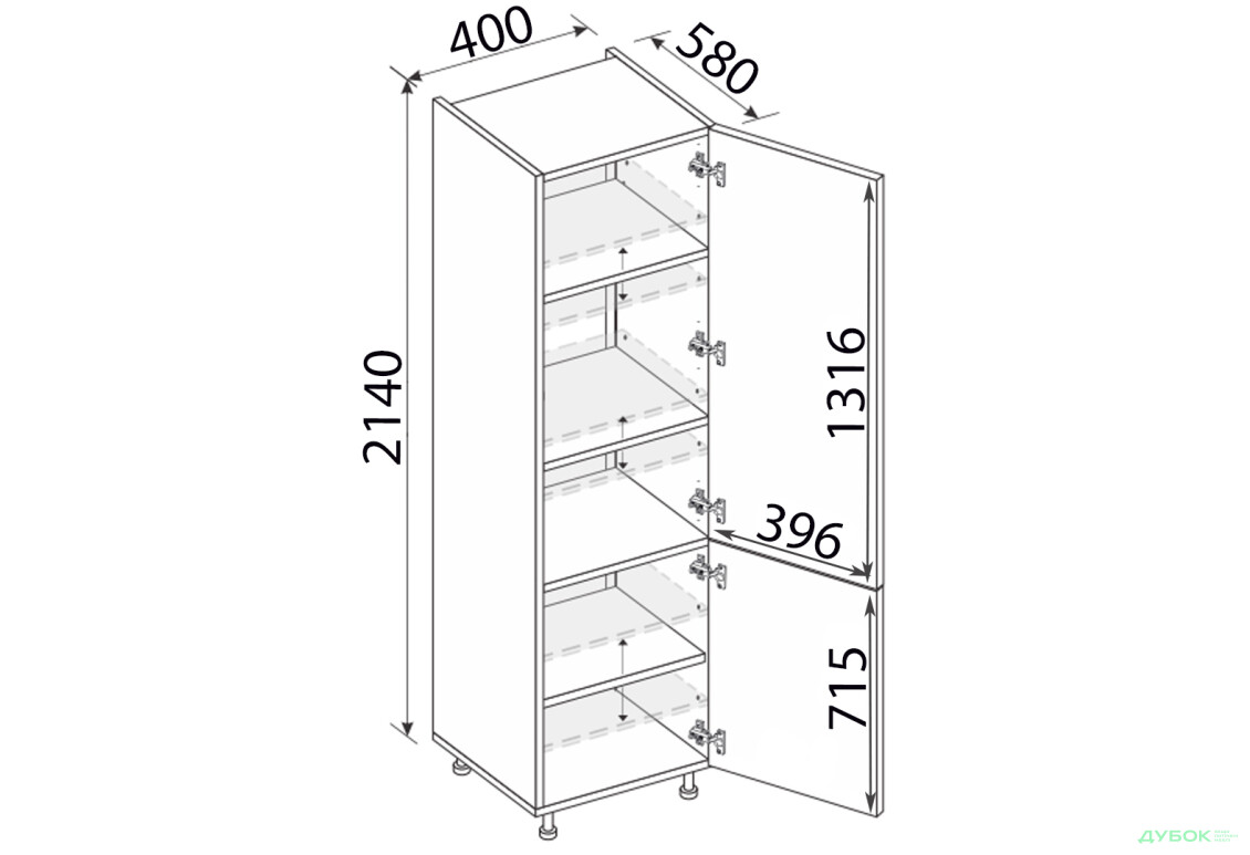 Пенал 40П/2140 Pro Blum правий Міленіум / Millenium Premium MiroMark - Зображення 2 Зображення 2 - Пенал 40П/2140 Pro Blum правий Міленіум / Millenium Premium MiroMark