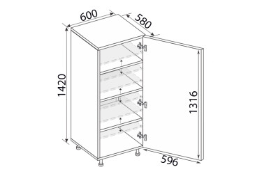 Пенал 60П/1420 Pro Blum правий Зображення Пенал 60П/1420 Pro Blum правий