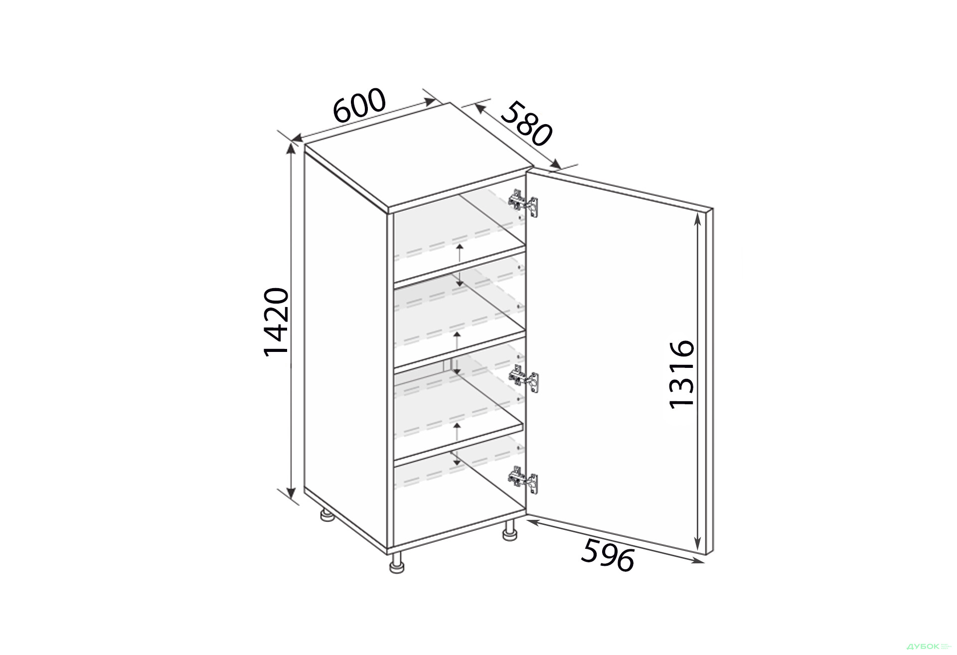 Изображение 2 - Пенал 60П/1420 Pro Blum правый Миллениум / Millenium Premium МироМарк