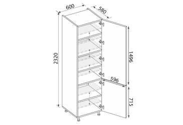 Пенал 60П/2320 Pro Blum правий Зображення Пенал 60П/2320 Pro Blum правий